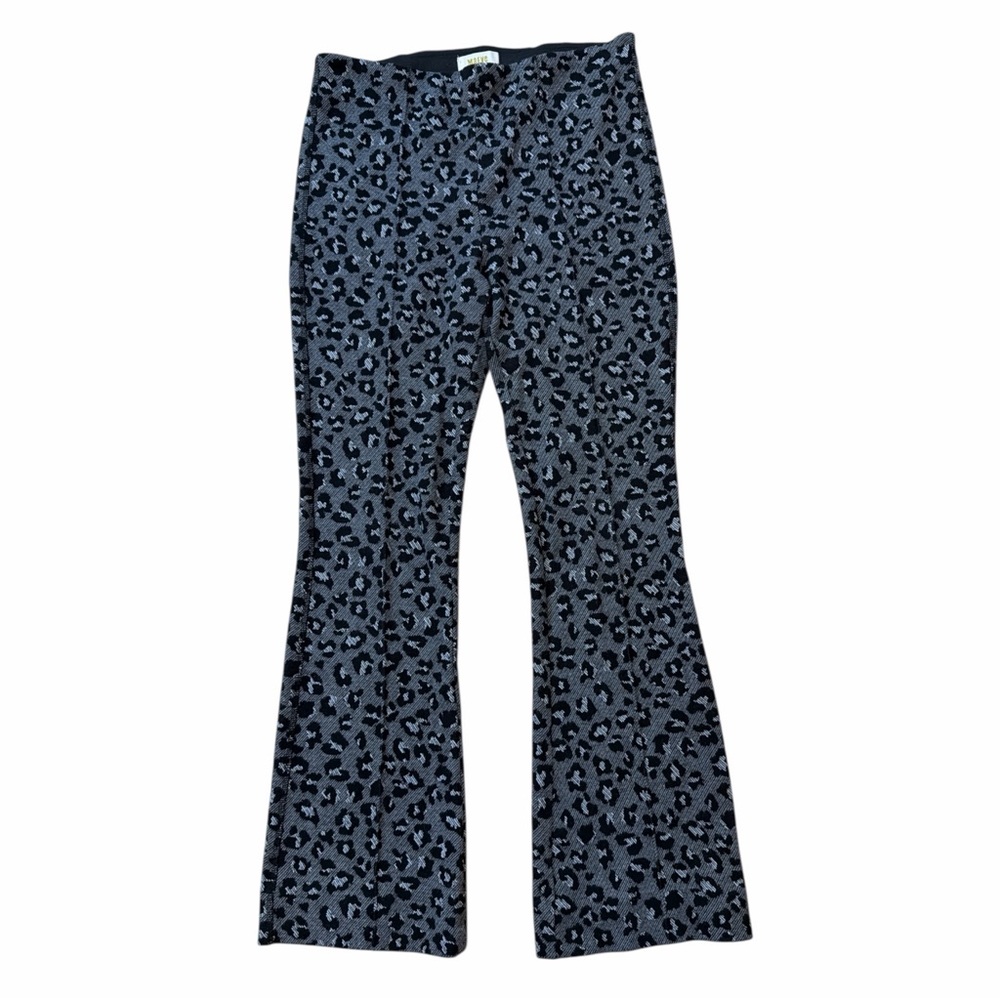 Anthropologie Maeve Mollie Gray Leopard Print Flare Leg Pants